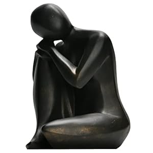 Guichifun Thinker Statue Resin Abstract Sculpture – Collectible Woman Figurine Art Home Office Bookshelf Decorative Objects Desktop Black Decor for Men&Women 5.25 X 6.25 X 8.5 Inch