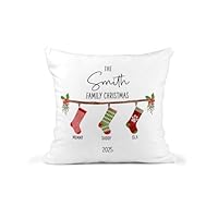 Personalised Christmas Cushion, Family Xmas Decoration, Custom Xmas Decor, Hanging Stockings Cushion, Home Decor, Names