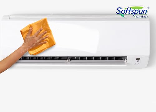 Image of SOFTSPUN Microfiber Cleaning Cloths 50X50 cms 5 pcs Towel Set 340 GSM Orange! Highly Absorbent Lint and Streak Free Multi-Purpose Wash Cloth for Kitchen Car Window Stainless Steel Silverware.