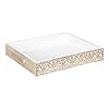Kate and Laurel Engrahm Rustic Decorative Tray 17 x 13 Rustic Brown and White Decorative Display Tray with Textured Wood Pattern