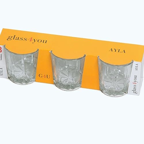 Kit 3 Copos Baixo Vidro Egipcio 300ml Para Whisky Drink Campari