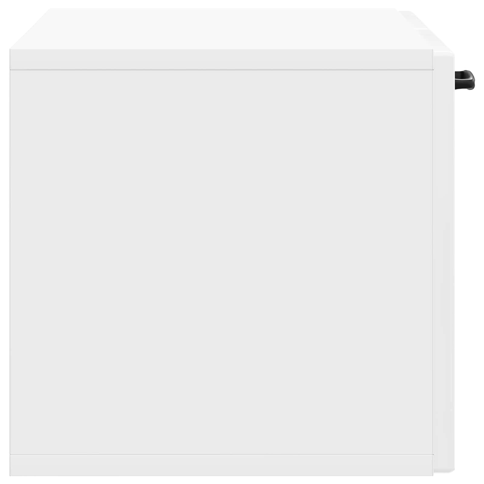 Mobile Porta TV da Muro Bianco Lucido in Legno Ingenerizzato 59,5 x 31 x 30 cm con Scomparti e Ripiani, Supporto TV Sospeso per Soggiorno, Consolle Salvaspazio con Passacavo e Anta