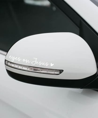 Image of SCUARI 2PCS Car Stickers,Christian Car Decals,Jesus Stickers for Cars,Car Accessories Rearview Mirror Decal,Vinyl Tumbler Affirmation Reminder Faith Religious Sticker,Fit for Most Cars (White)