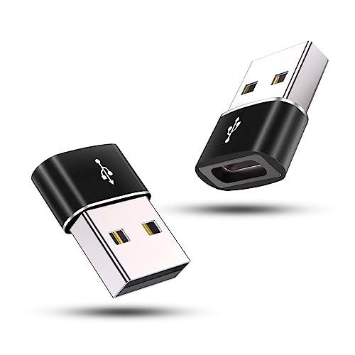 Crasts USB Type C USB Type C Female to USB Male Adapter Connector Converter Works with Laptops,Chargers Compatible for iPhone, Airpods, iPad, Samsung Galaxy, Google Pixel (Pack of-2) (Black)