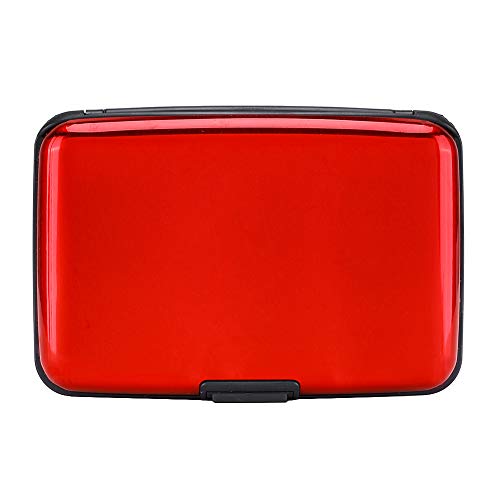 Elfish Rfid Blocking Credit Card Protector Aluminum Id Case Hard Shell Business Card Holders Metal Wallet For Men Or Women (Aluminum, Red) #TOP12