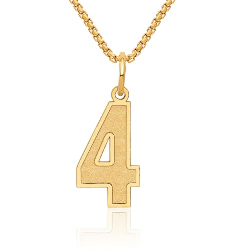 IceCarats 14K Solid Yellow Gold Medium Number 4 Necklace Chain Pendant Charm