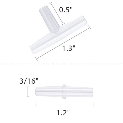 Image of Pawfly 20 Pack Aquarium Air Valve Connector White Plastic Inline Tubing, 3-Way T & Straight