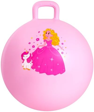 PlayZap Hopper Ball for Kids 3-8,18 Inch Pink Bouncy Ball with Ha...