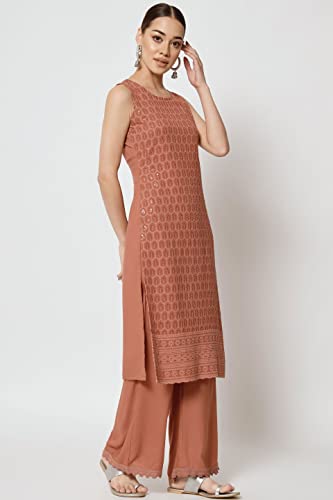 Image of SHOPPING QUEEN Women's Rayon Chikankari Lucknowi Kurta Palazzo with Dupatta Set