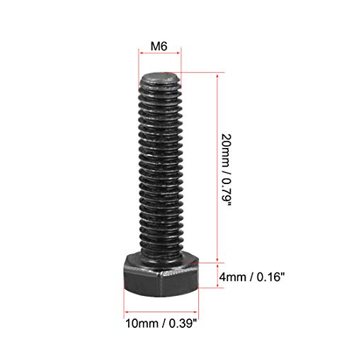Image of uxcell M6x20 mm Hex Head Left Hand Screw Bolts Fastener Carbon Steel Black 3pcs