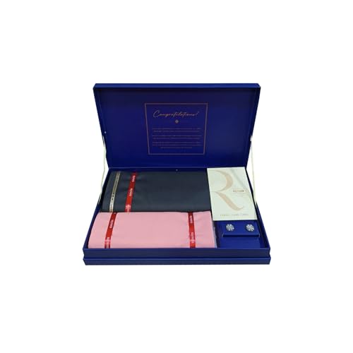Image of Raymond Men's Unstitched 3.25 Meters Suit Fabric Set with Cufflinks and 1.7 Meters Shirt Piece (Multicolour, All Weather Fabric,Attractive Box,Premium Fabric)