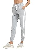 SPECIALMAGIC Damen Hosen Elastisch Bund Sweathose Sporthorse Jogginghose Sweatpants mit Tunnelzug Trainingshose (M, Hellgrau)