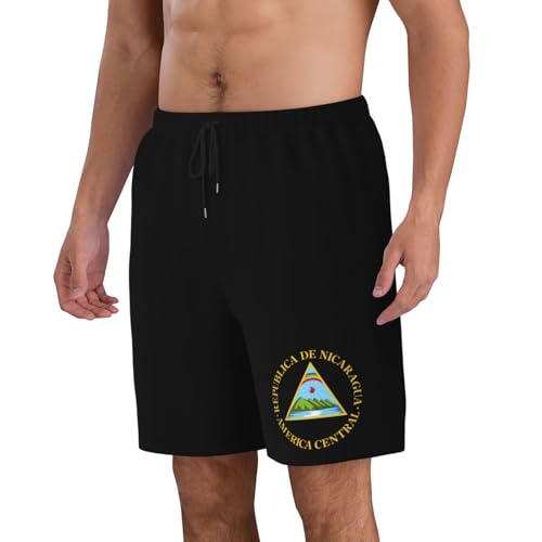 Nicaragua National Emblem Mens Swim Trunks Quick Dry Board Shorts 7" - Hawaii Beach Swimwear4