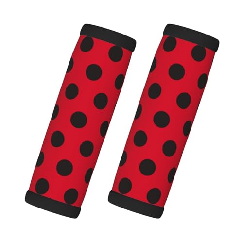 2 Pcs Luggage Handle Wraps for Suitcase - Fashion Ladybug Black Dotted Spots Red Print Luggage Handle Covers, Suitcase Tags Identifiers for Suitcases, Travel Essentials for Flying Accessories