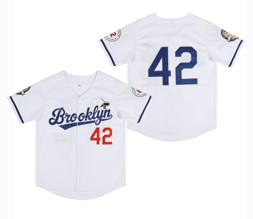 PXLZRUO Youth Black Legend Baseball Uniform #42 Stitched Boys Hip Hop Jerseys Shirts for Kids (White M)