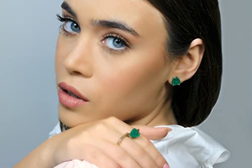 Boucles d'oreilles en onyx vert véritable de qualité joaillerie pour dames - 2