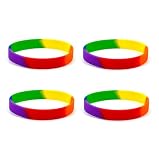 Caiyao 4Pcs LGBT Rainbow Silicone Rubber Bracelets Pride Lesbian Gay Motivational Wristbands Pride Day Month Bracelets for Women Men Parades Party Festival Jewelry Gifts-StyleD