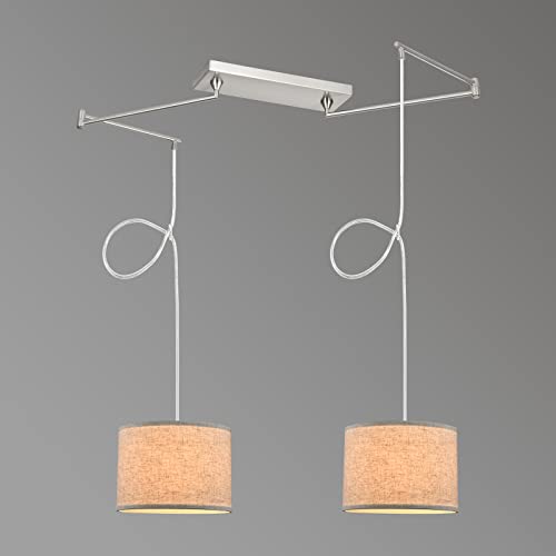 Obzjplc Modern Swing Arms Pendant Lamp Fabric Shade Hanging Lamp2 Bulbs Adjustable Height Hanging 2-Lights Suitable For Bedroom Reading Living Room Bar Kitchen Hotel Dining Room Etc. #TOP6