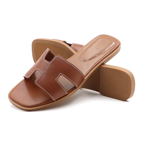 Women's Flat Sandals Slip On Slides Sandals Square Open Toe Fashion Slides Summer Beach Casual 20253