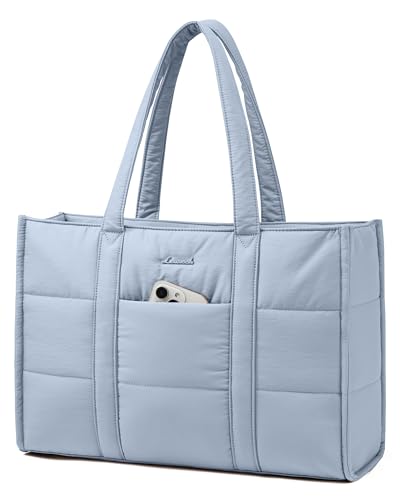 LOVEVOOK Bolso Mujer Grande, Puffer Bolso Tote Bag Bolsos para Universidad Shopper, 15,6 Pulgadas Bolso Portatil Ordenador para Trabajo Oficina Universitarias