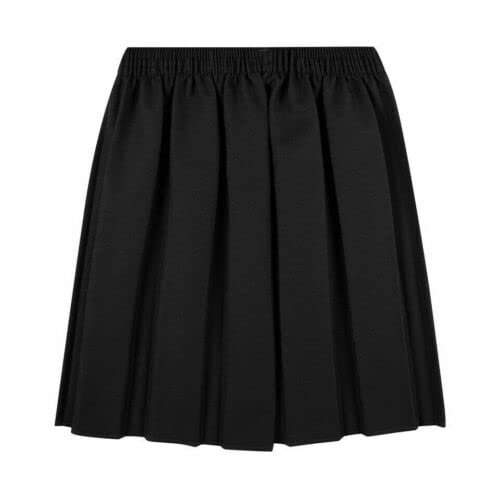 ASD Accessories Falda plisada para uniforme escolar para niñas con cintura elástica redonda, color negro, gris, azul marino