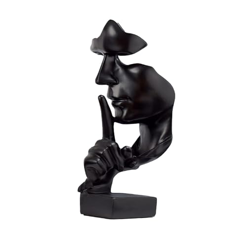 LIFEJXWEN Silence is Gold Thinker Statue, Handcrafted Abstract Modern Sculpture...