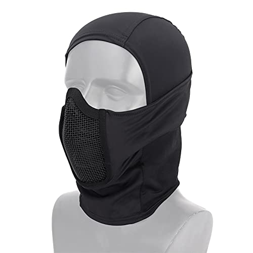 ACEXIER Tactical Balaclava Mesh Mask Airsoft Paintball Full Face Protection Ninja Style Hood Steel Metal Mask Foldable Design