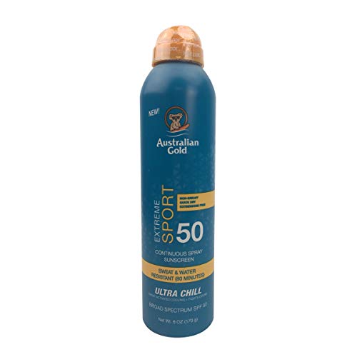 Australian Gold Extreme Sport Continuous Spray Sunscreen SPF 50 (Broad Spectrum/Sweat & Water Resistant/Non-Greasy/Oxybenzone Free/Cruelty Free), Sport - New, Coastal Breeze, 6 Oz