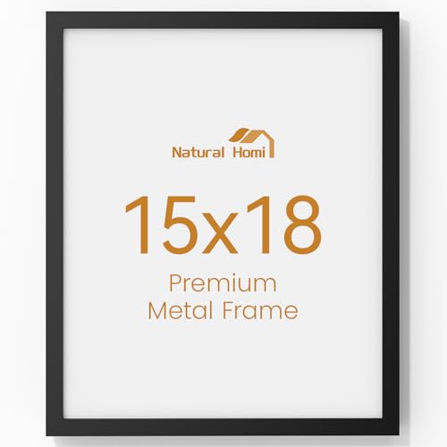Image of 15x18 Aluminum Metal Picture Frame with Tempered Glass,Black Photo Frame 15x18 for Wall Gallery Poster Puzzles Artwork Frame 15 x 18 to Wall Mount Horizontal or Vertical