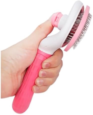 Escova Rasqueadeira Tira Pelos Pet Cães e Gatos (Rosa)