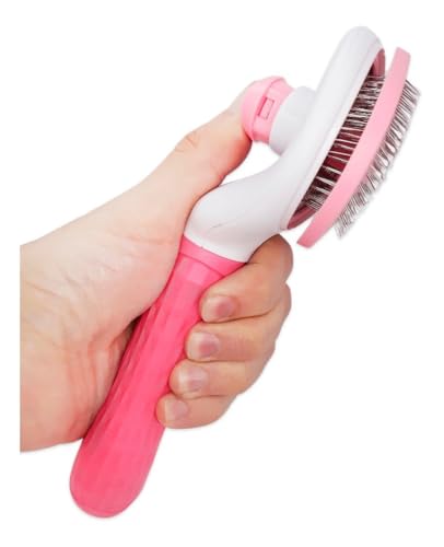 Escova Rasqueadeira Tira Pelos Pet Cães e Gatos (Rosa)