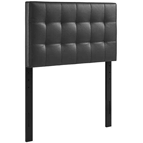 Image of Modway Lily Tufted Faux Leather Upholstered Twin Headboard in Black