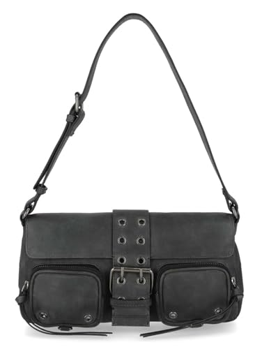 Harley-Davidson Women's Buckle Closure Saddle Bag Leather Purse - Black