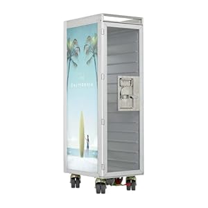 VanDeBord Flugzeugtrolley Henry Rivers Edition Surf California (Glastür), Gebrauchter Trolley aus der Luftfahrt - hochwertig restauriert, Flugzeugtrolley Servierwagen, Airline Trolley