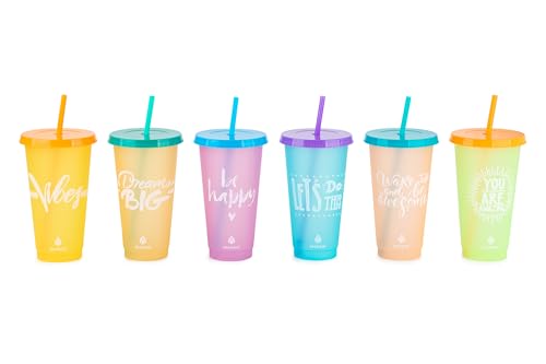 Manna 24oz Color Changing Reusable Cup Set - 6-Cups - Motivation