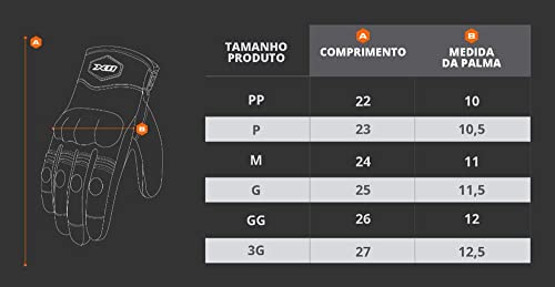 Luva X11 9152 Route 2 Cano Curto em Couro Com Proteção Motociclista Motoqueiro, Preto