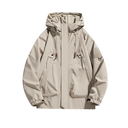 Outdoor Hiking Jackets For Men Trekking Coats Hood All-Match Outerwear light gray L