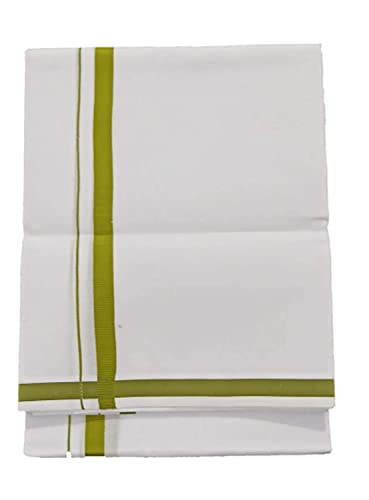 Kolakeer™ Men's Cotton White Dhoti with Elegant Color Border - Traditional South Indian Veshti Mundu2
