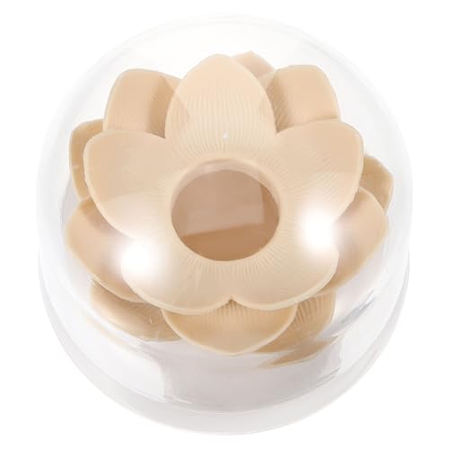 GALPADA Distributeur Coton-Tige Forme Fleur de Lotus Beige, Boîte de Rangement Couvercle Anti-poussière, Petit Porte-écouvillons Léger et Portable, Accessoire Maison...