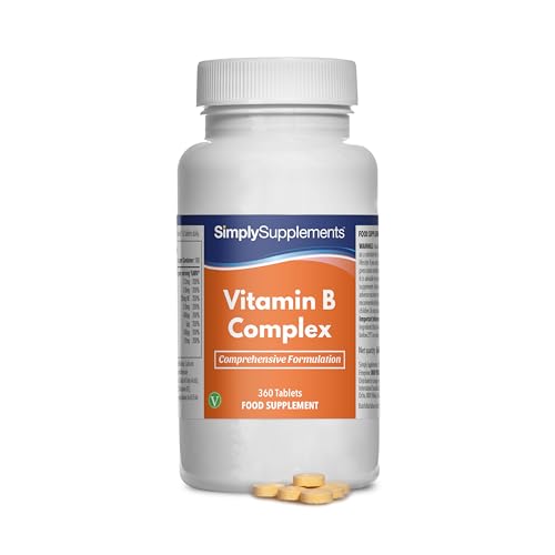 Vitamines B Complexe |Toutes les vitamines du groupe B| 360 Comprimés | Adapté aux végétaliens | Jusqu’à 1 an de bienfaits |SimplySupplements
