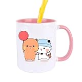 Hojalis Bubu Dudu Tasse, 330ML Kaffee Tasse, Lustige Tassen, Keramik Tasse Für Tee Und Heiße Schokolade, Kaffetasse, Bedruckte Kaffeetasse Für Paare, Freund, Mädchen, Frauen, Teenager (Ballonmuster)