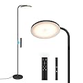 36W Super Bright LED Floor Lamp with Remote Control, Modern Stepless Dimmable Standing Lamp, 350°Rotating Head Tall Torchiere Floor Lamps for Living Room, Bedroom, Office
