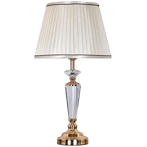 Chao Zan Tischleuchte,Kristall-Tischlampe, Nachttischlampe mit Stoffschirm, Tischleuchte Wohnzimmer, D33 x H55 - E27 Lampe - ohne Leuchtmittel