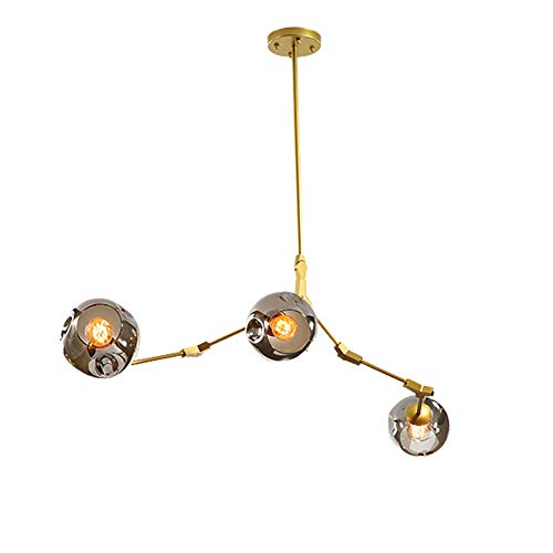 CCSUN Nordic Bola De Cristal Sputnik Lámpara De Araña, Antiguo Rama Lámpara De Colgante Mundo Ajustable Soplado A Mano Vidrio Pantalla De Lámpara E26 Hierro Forjado Antiguo Lámpara De Araña Cover