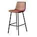 QIANGG Przemysłowe stołki barowe sztuczna skóra bez podłokietników stołek barowy nowoczesny stołek na blat kuchenny krzesło do jadalni z oparciem i podnóżkiem, brązowy