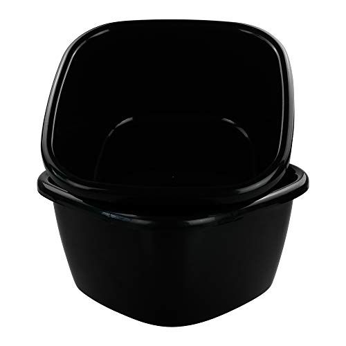 Hommp 2-Pack 18 Quart Large Plastic Wash Basin Dishpan, Black - Thumbnail 7