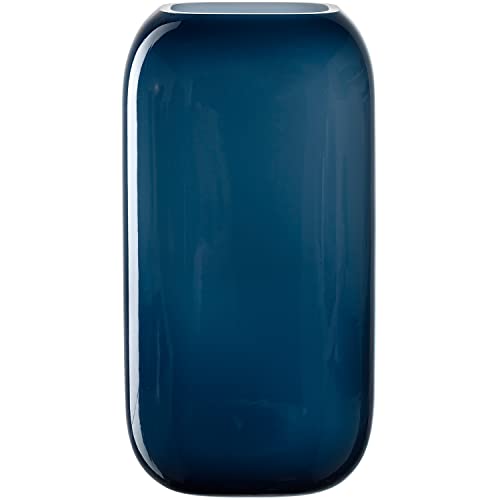 Leonardo Milano, Blumenvase aus blau gefärbtem Glas, handgefertigte...