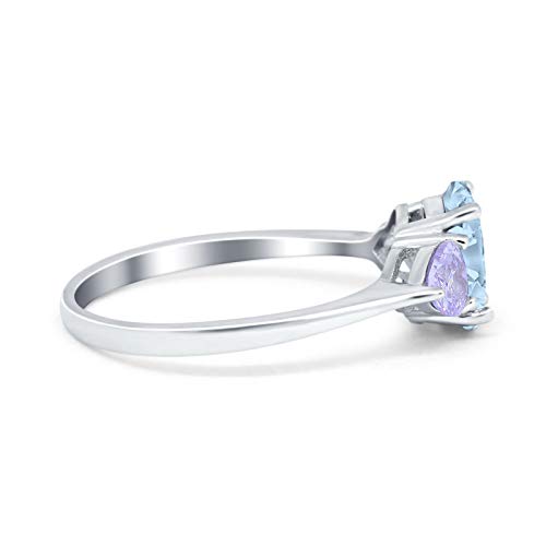 Blue Apple Co. Three Stone Oval Art Deco Wedding Engagement Bridal Ring Simulated Cubic Zirconia 925 Sterling Silver2