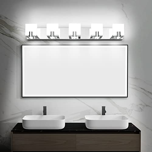 Image of PRESDE 4 Light Bathroom Vanity Light Modern Chrome Bathroom Light Fixtures LED for Bath Wall Lighting Dimmable