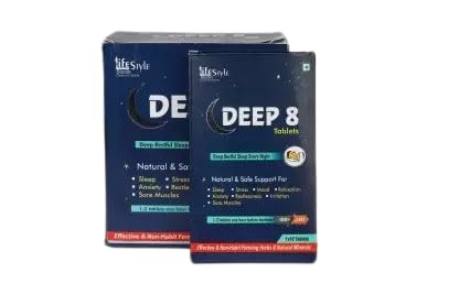 deep 8 tablet natural & safe support for deep restful sleep | stress | anxiety | irritaion (10 tablets) (pack of 6)